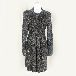 🟣Zara Navy and Cream Leopard Print Dress